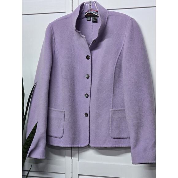 Nina Mclemore Purple Button Front Low Collar Soft Flannel Long Sleeve Jkt Size 8 - Picture 2 of 5